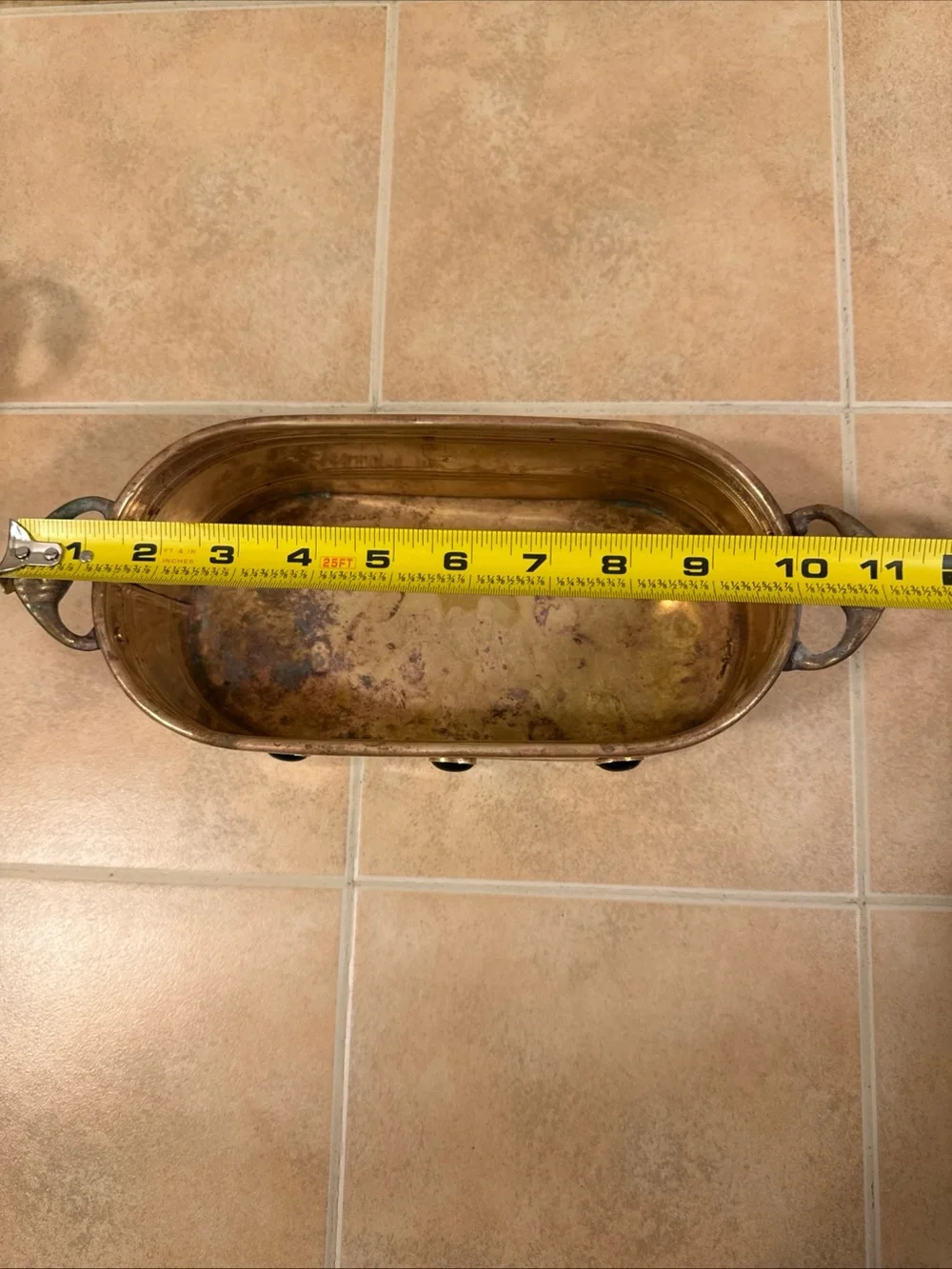 2 Vintage Brass Planters  W/Handles & Jewels Along The Side